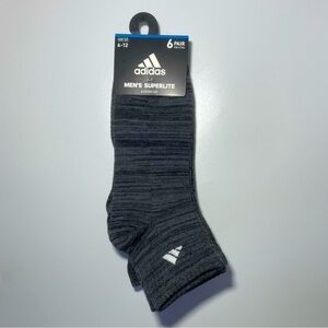 Adidas men’s quarter socks 6 pair size 6-12 black gray